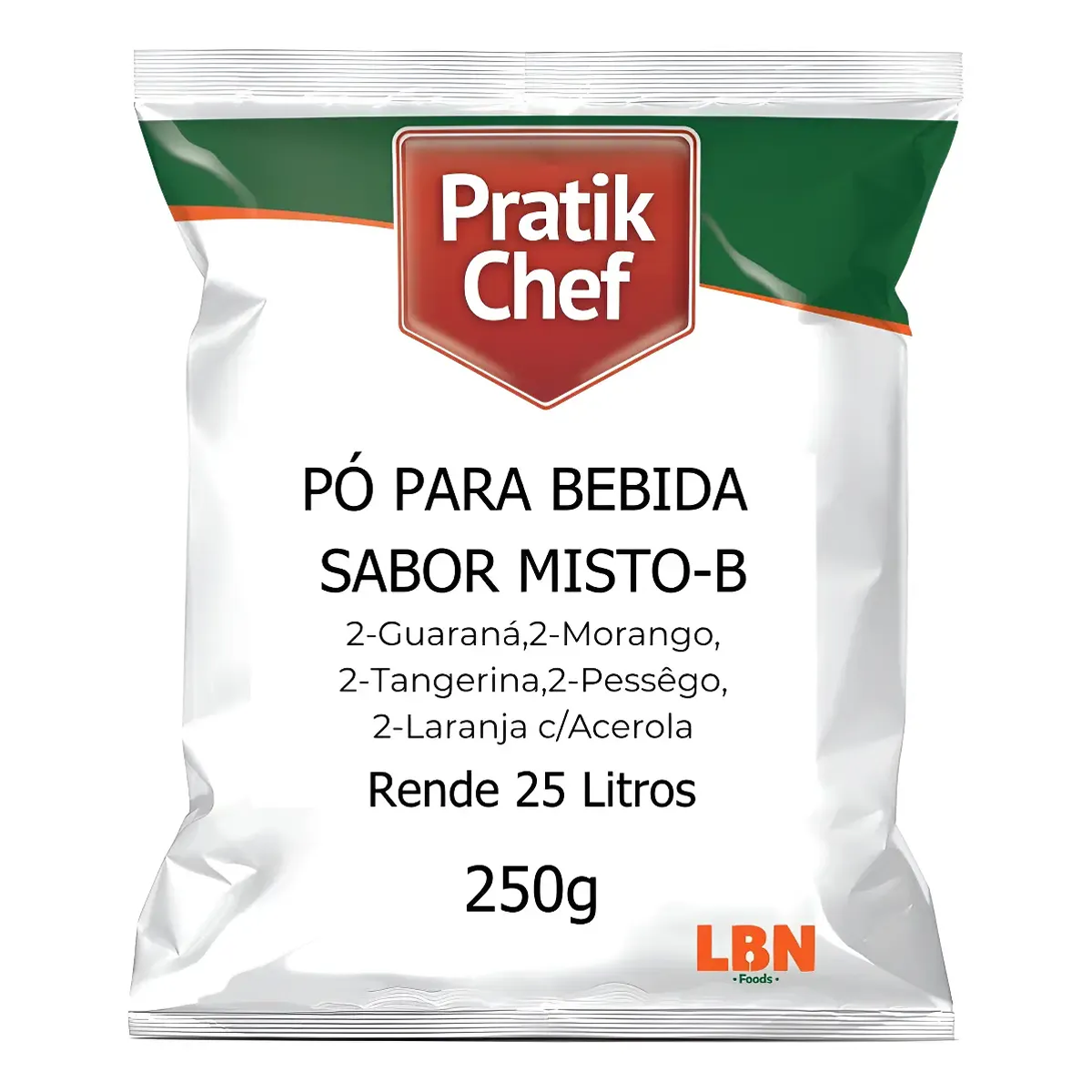 Refresco em pó Pratik Chef 250g - Food Service - Rendimento Cx/Fd 250 Litros