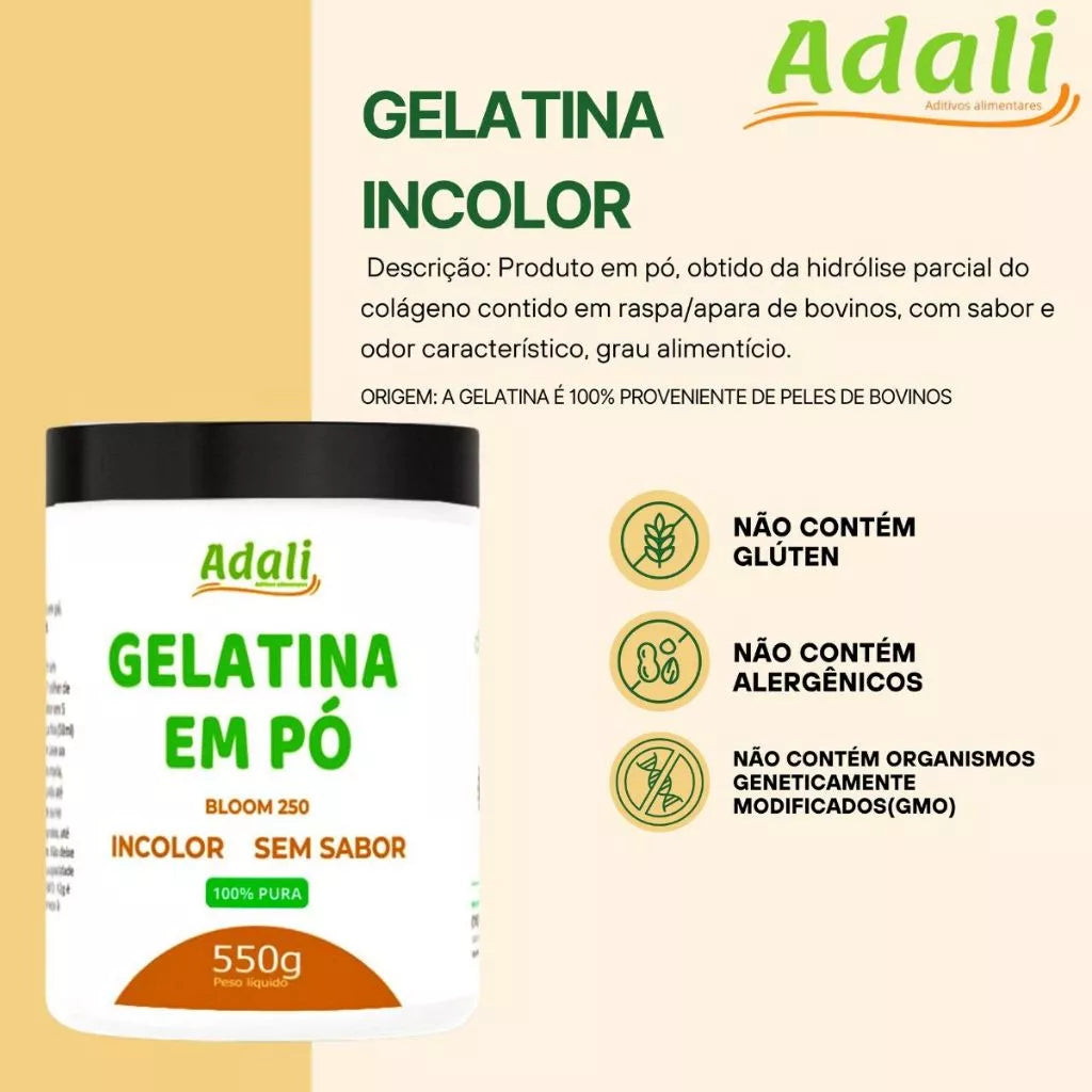 Gelatina em pó 550g - Sem sabor